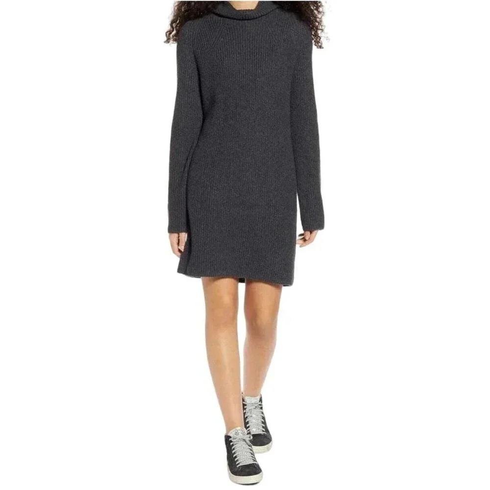NEW BP Women’s Plus Size 1X Heather Grey Color Long Sleeve Sweater Dress
